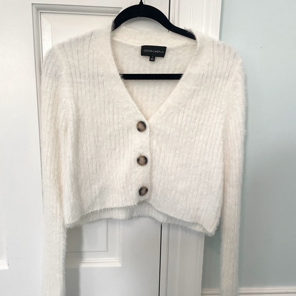 Cotton Candy LA White Button Up Sweater/Cardigan - Picture 1 of 2